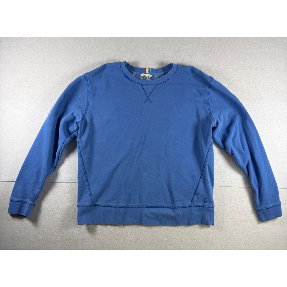 Joules Monique Blue Cotton Crewneck Sweatshirt V-Stitch Pullover US 6 UK 10